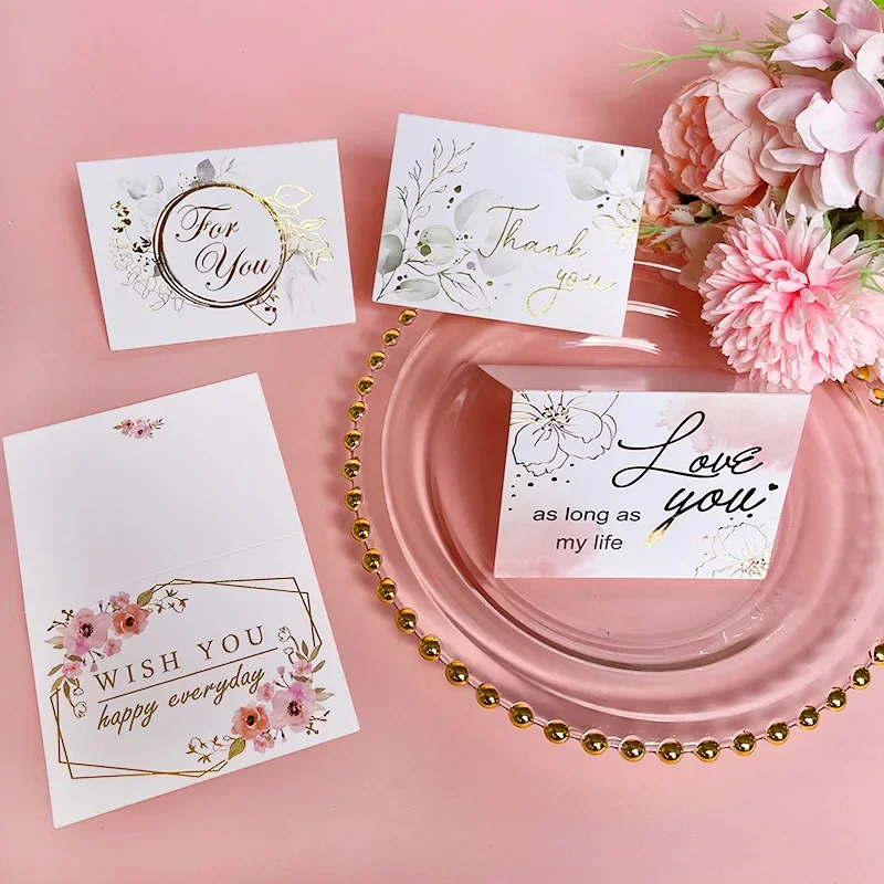20-50pcs Golden Valentine's Day Cards & Invitations Praise Label For Wedding & Engagement Businesses Decor For Small Shops Gift