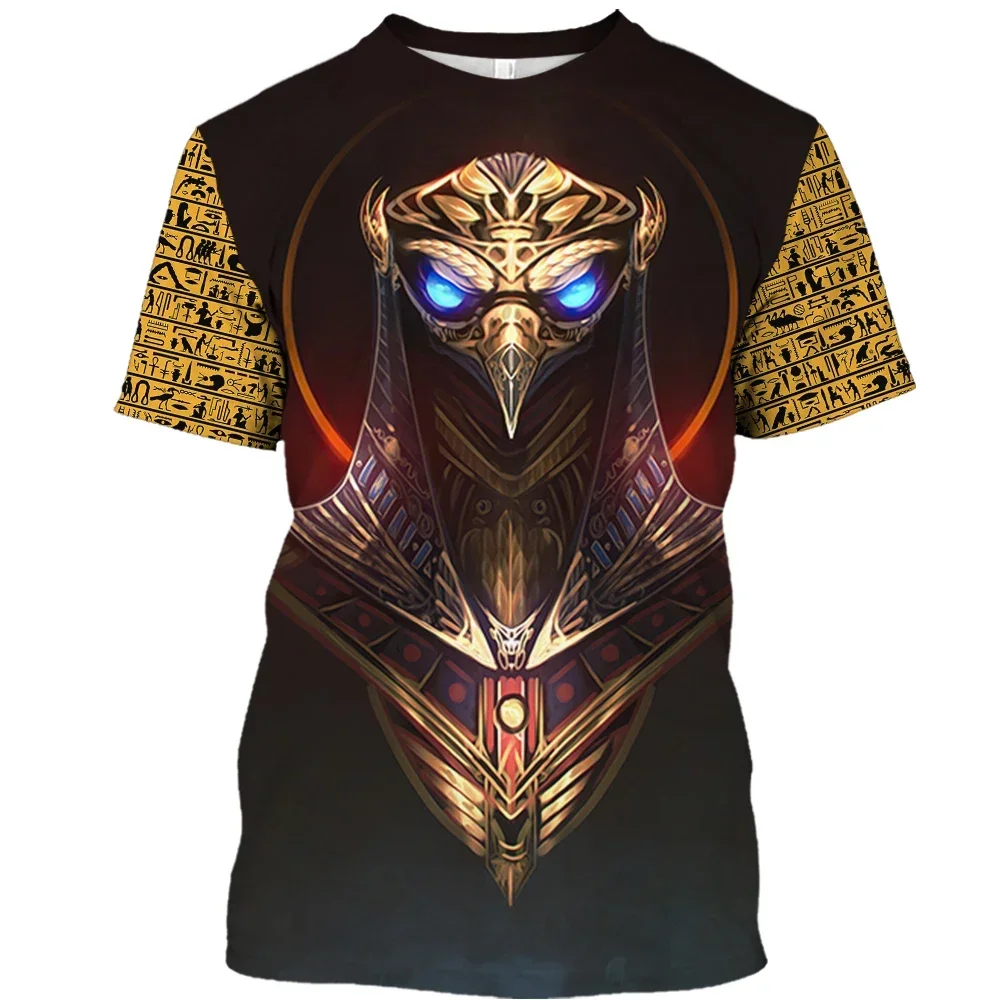 New Retro Egyptian Pharaoh Print Summer Men's O-Neck T-shirt Casual Short Sleeve Oversized T-shirt Fashion trend Street clothing