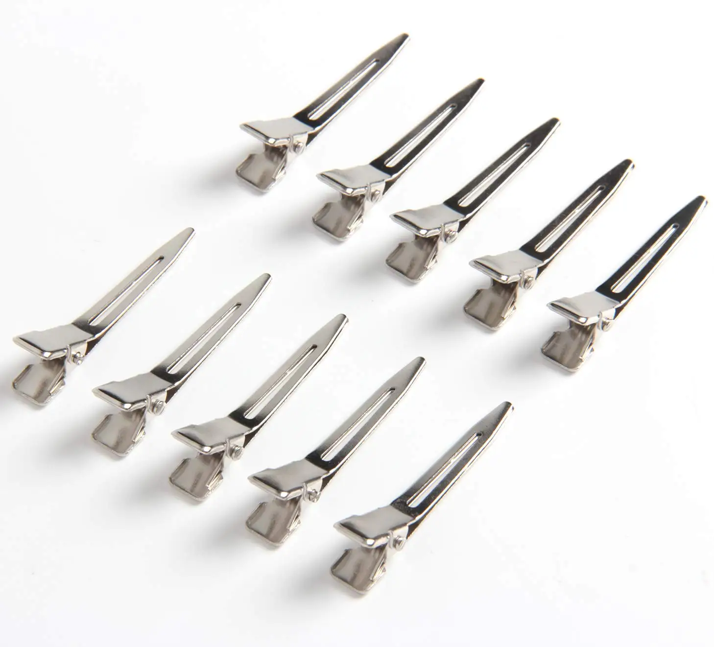 5-30PCS 1.77 Inch Single Prong Pin Curl Duckbill Clips,Silver Setting Section Hair Clips Metal Alligator Clips for Hair Extensi