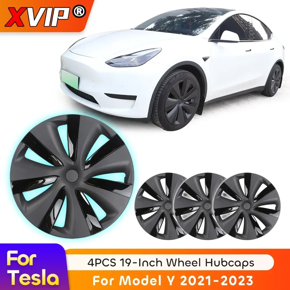 XVIP 4PCS Hubcaps For Tesla Model Y 21-23 19\'\' Grey Black White Multiple Styles Wheel Covers Hub Caps Replacement Rim Protectors