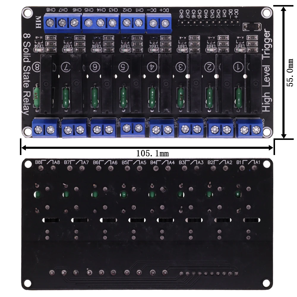 5V 1 Channel 2 4 6 8 Way SSR G3MB-202P Solid State Relay Module 240V 2A Output with Resistive Fuse For Arduino