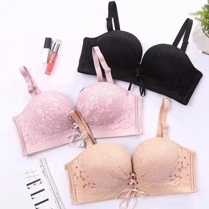 Women Bra Wire Free Sexy Push Up Invisible Bras Dress Wedding Dress Invisible Underwear Female Lace Brassiere Strapless B Cup