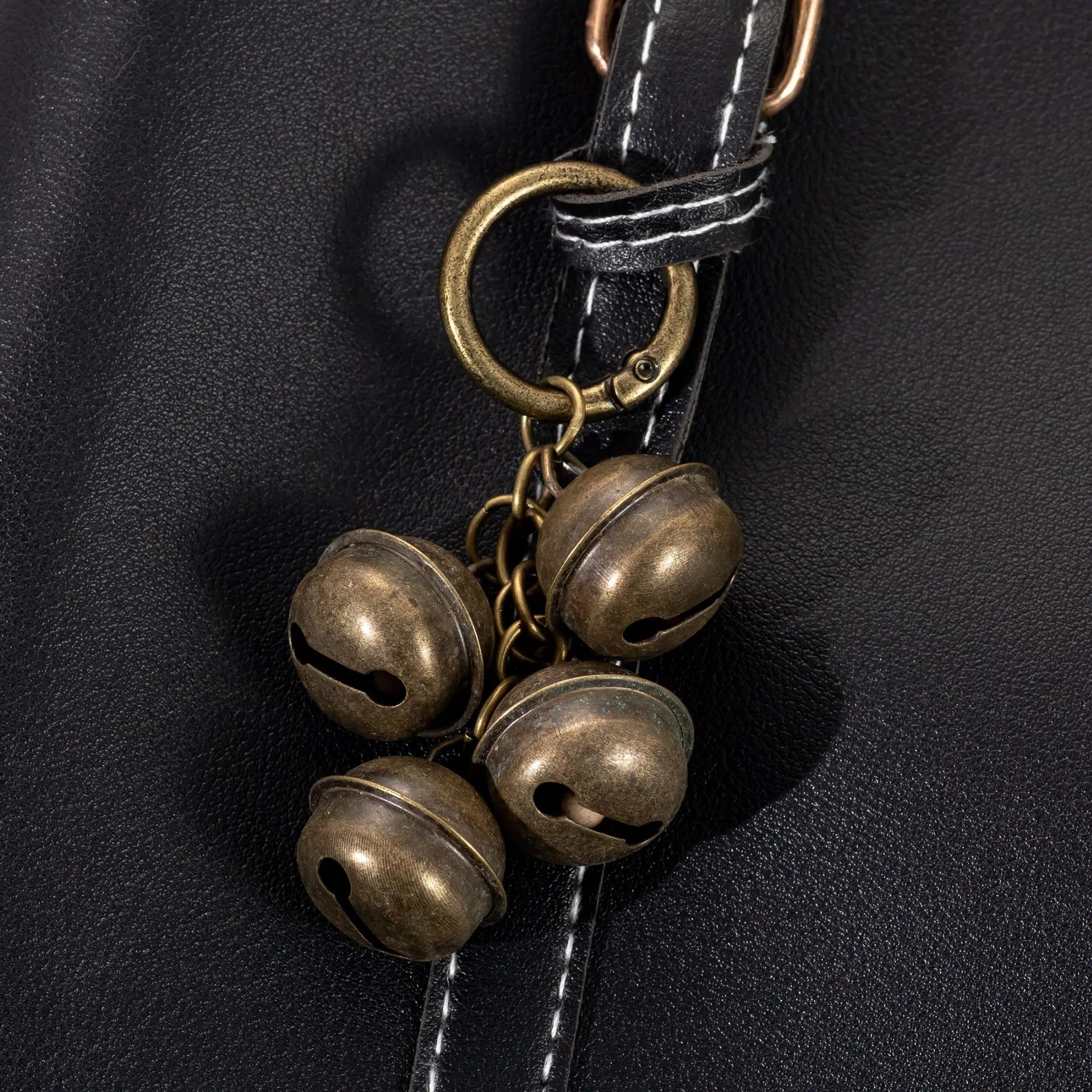 4 Bells,  Vintage Bell Strand, Vintage Bronze Color Keychain, Cat and Dog Pet Decorative Bell Pendant, Bag Charm Accessory