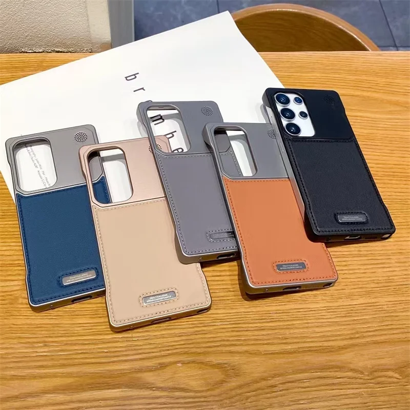 Luksusowe skórzane etui z MagSafe i bumperem do Samsung Galaxy S26 S25 S23 S24 Ultra Plus, bezramkowe, z aromaterapią, magnetyczna ramka, pokrowiec z PU. — zdjęcie produktu 6