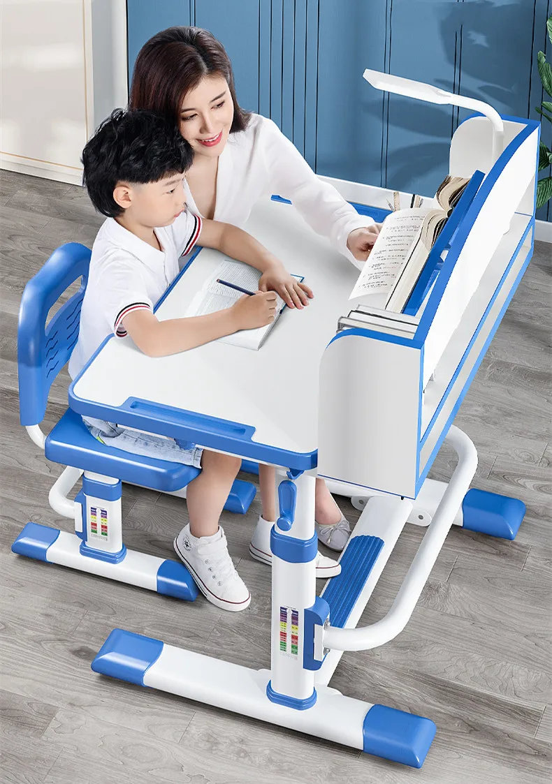 ความสูงปรับโต๊ะและเก้าอี้โมเดิร์นการเขียนบ้าน Ergonomic เด็กศึกษาชุดโต๊ะลิ้นชักเก็บของ
