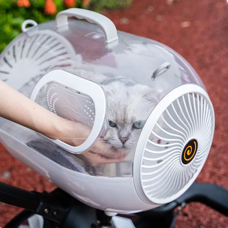 รถเข็นแบบพกพาและถุงแคปซูลใสสําหรับสัตว์เลี้ยงแมว