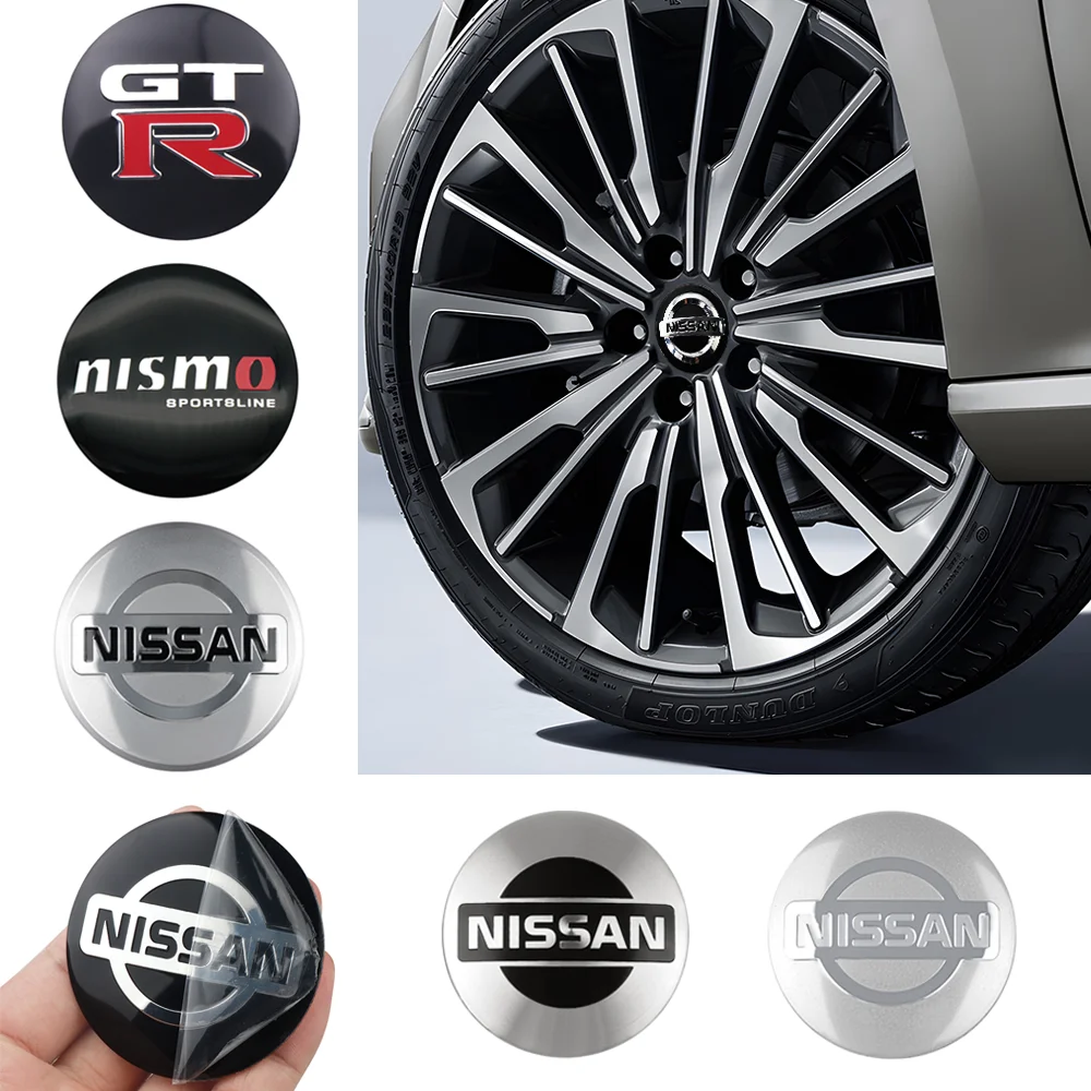 4Pcs 56mm Aluminum Emblem Car Wheel Center Hub Caps Sticker For Nissan Qashqai J11 Tiida Leaf Skyline Juke Xtrail GTR Nismo Note