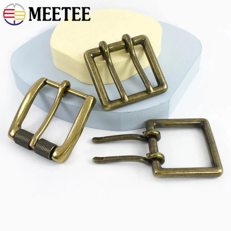 5Pcs 40mm Solid Brass Belt Buckles Retro Bronze Men's Roller Pin Buckle Waistband Head Replace Clasp Leather Crafts Supplies