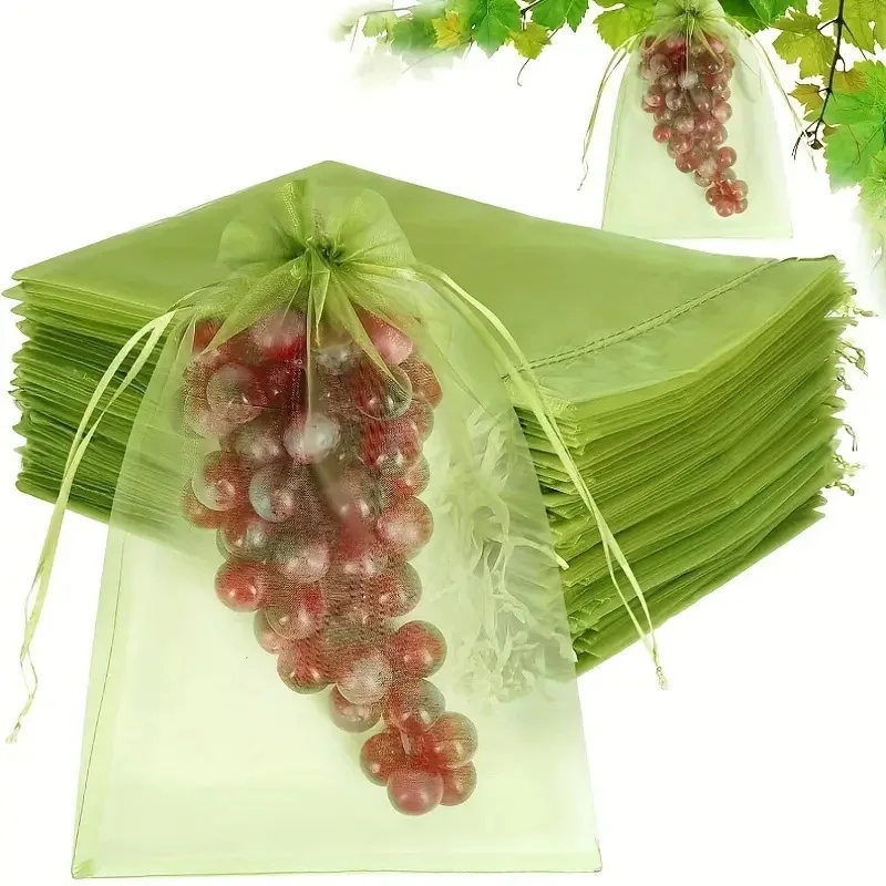 Yjq 100pcs fruit protection bag gardening grape strawberry fruit and vegetable bird and insect protection mesh bag