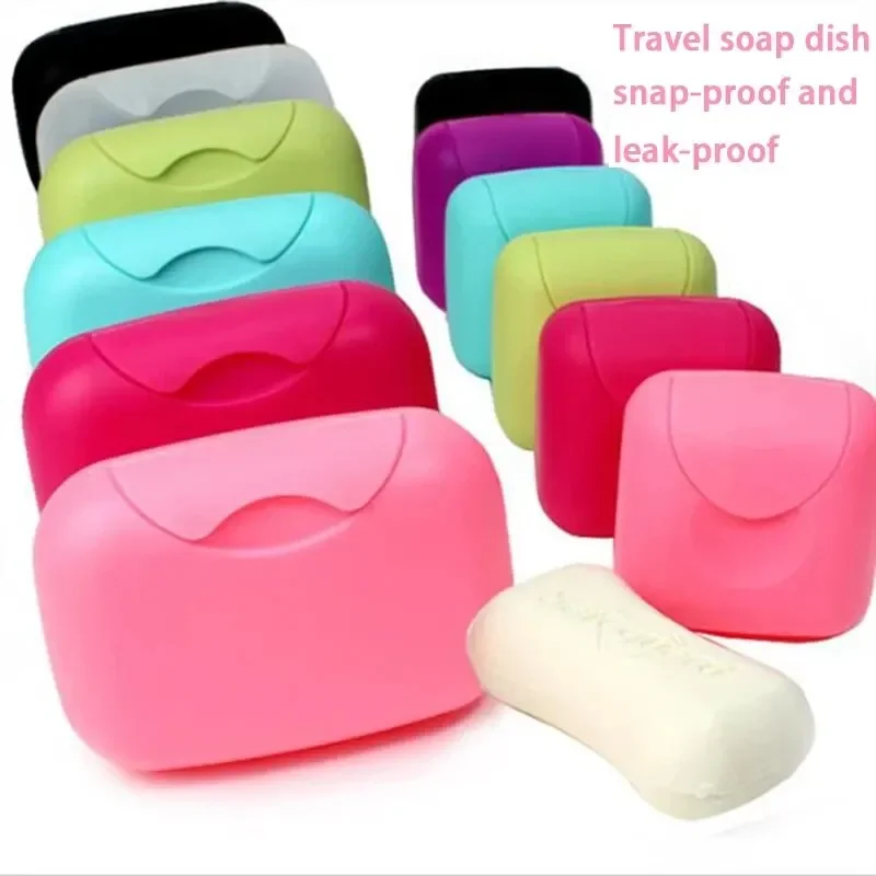 1PC Small/big Sizes Portable Soap Dishes Soap Container with Cover Candy Color Bathroom Travel Home Plastic Soap Box Soap Holder