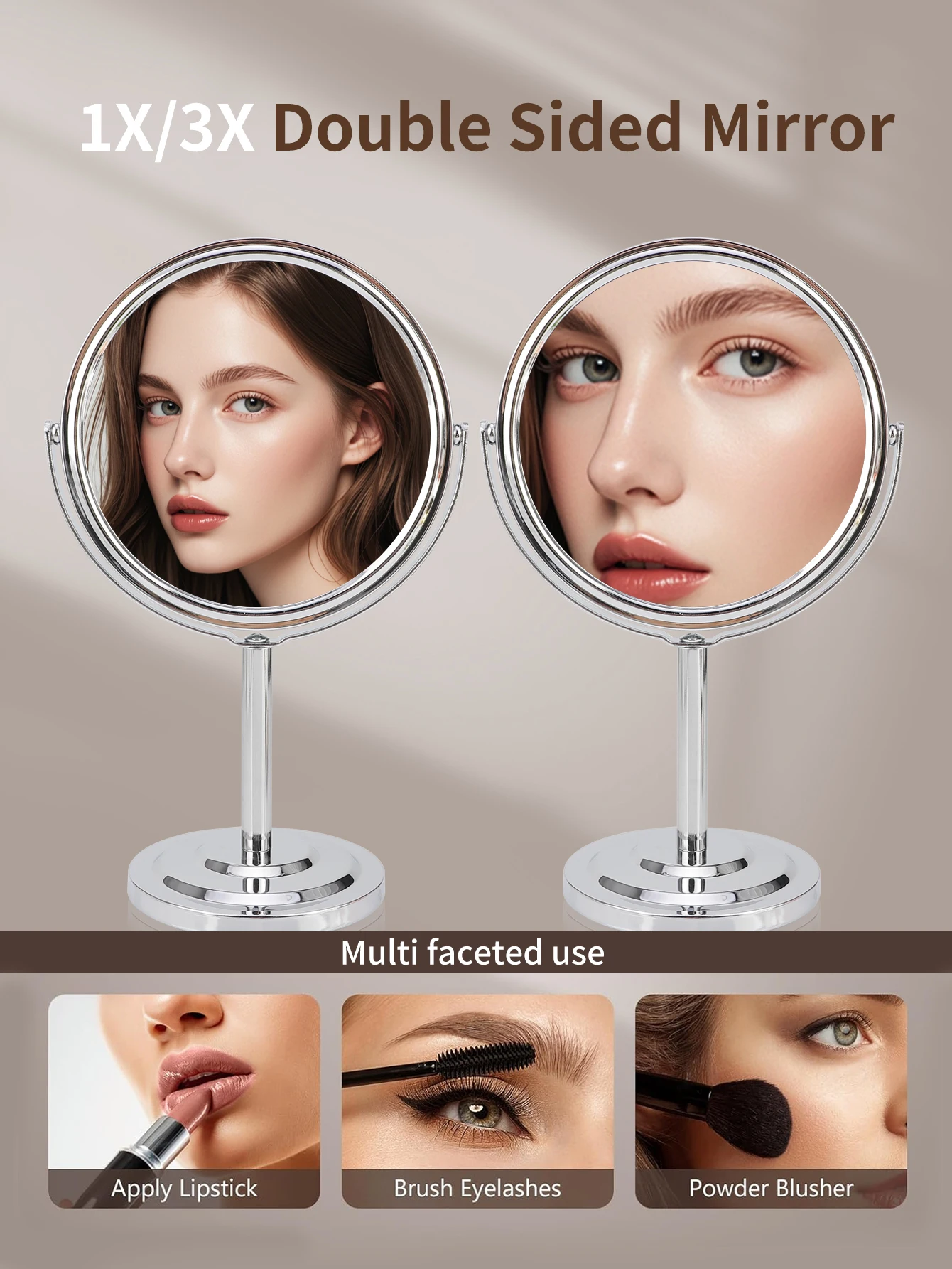 6-inch make-upspiegel, draagbaar, tafelblad, huishouden, studentenflat, schoonheidsmake-upspiegel, dubbelzijdig vergrootglas