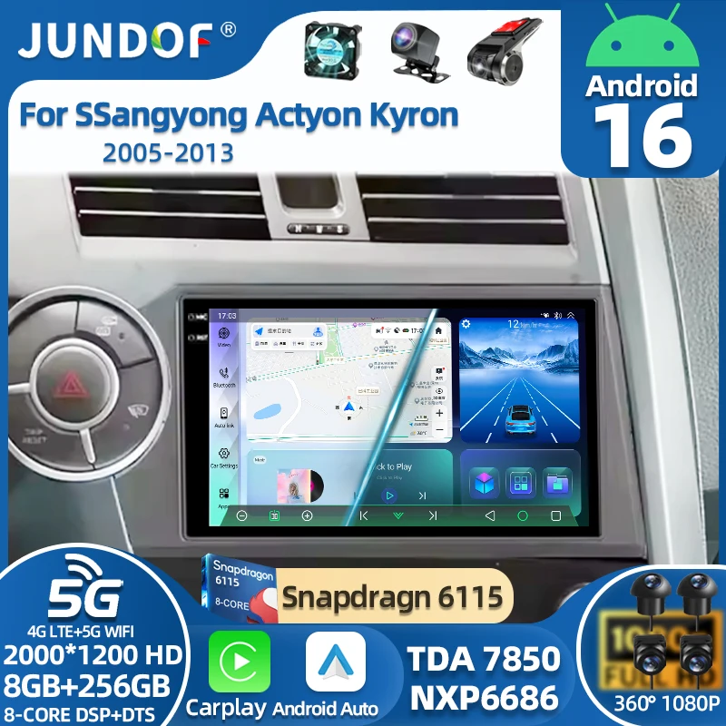 Car Radio Android 16 Carplay GPS For Ssangyong Kyron Actyon 2005-2013 Bluetooth Video Multimedia Player Split Screen
