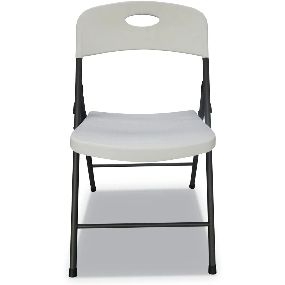 Resin Folding Chair with White Seat and Back, Supports 225 lbs, 18.19 Seat Height, Dark Gray Base, Pack of 4