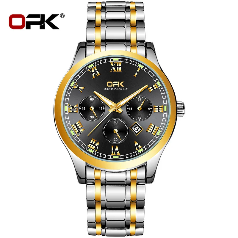 OPK-reloj de cuarzo que brilla en la oscuridad para hombre, pulsera informal de negocios, marca