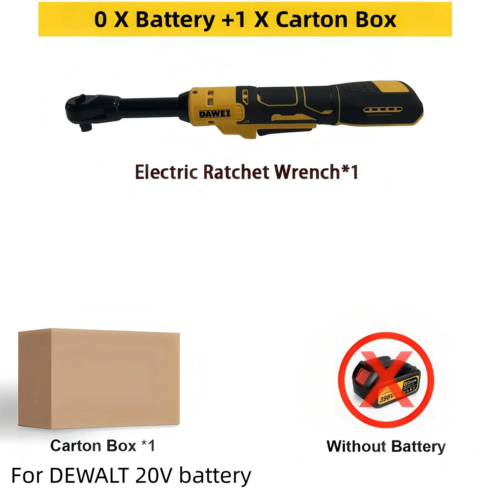 Ratchet Wrench Atomic Compact Brushless 1/2 in. Engineered Variable Speed Control Cordless Ratchet  For DEWALT 12V battery PIN
