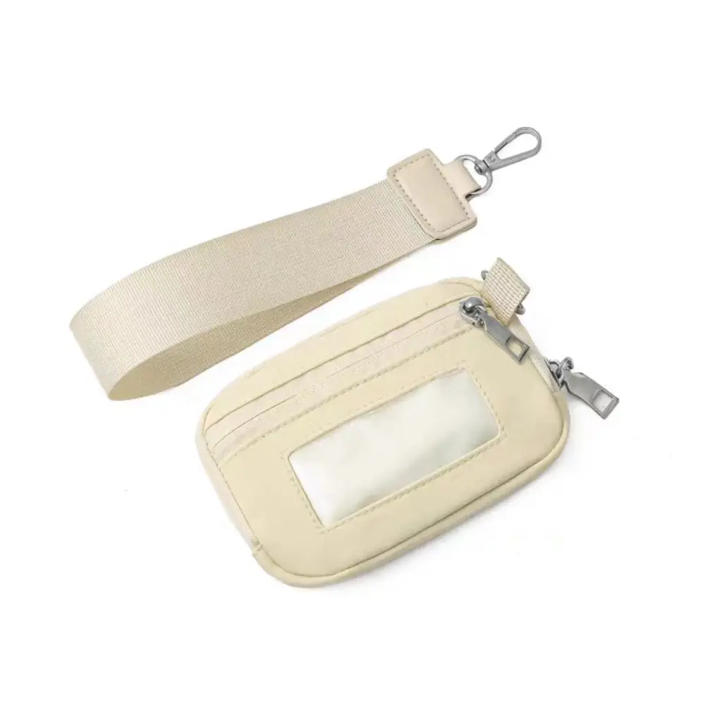 シンプルなナイロン製吊り下げカードホルダー多機能ミニ小型スクエア財布バッグ防水ポータブルコインバッグ、ランヤード付き、ユニセックス