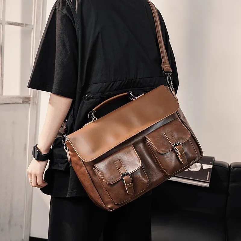 Fashion Men's Briefcase Free Shipping Retro Messenger Bag for Man Korean Style Male Crossbody Bag Leisurely Shoulder Bag for Men