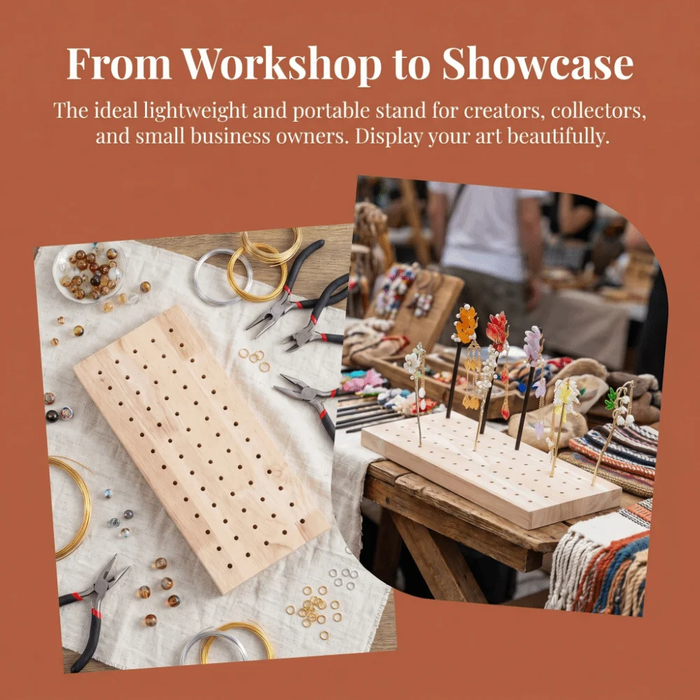 

54/65 Slots Hairpin Wooden Insert Board Jewelry Stand Display Trays Ultra-light Drying Stand Organizer 5mm Stall Wooden Base
