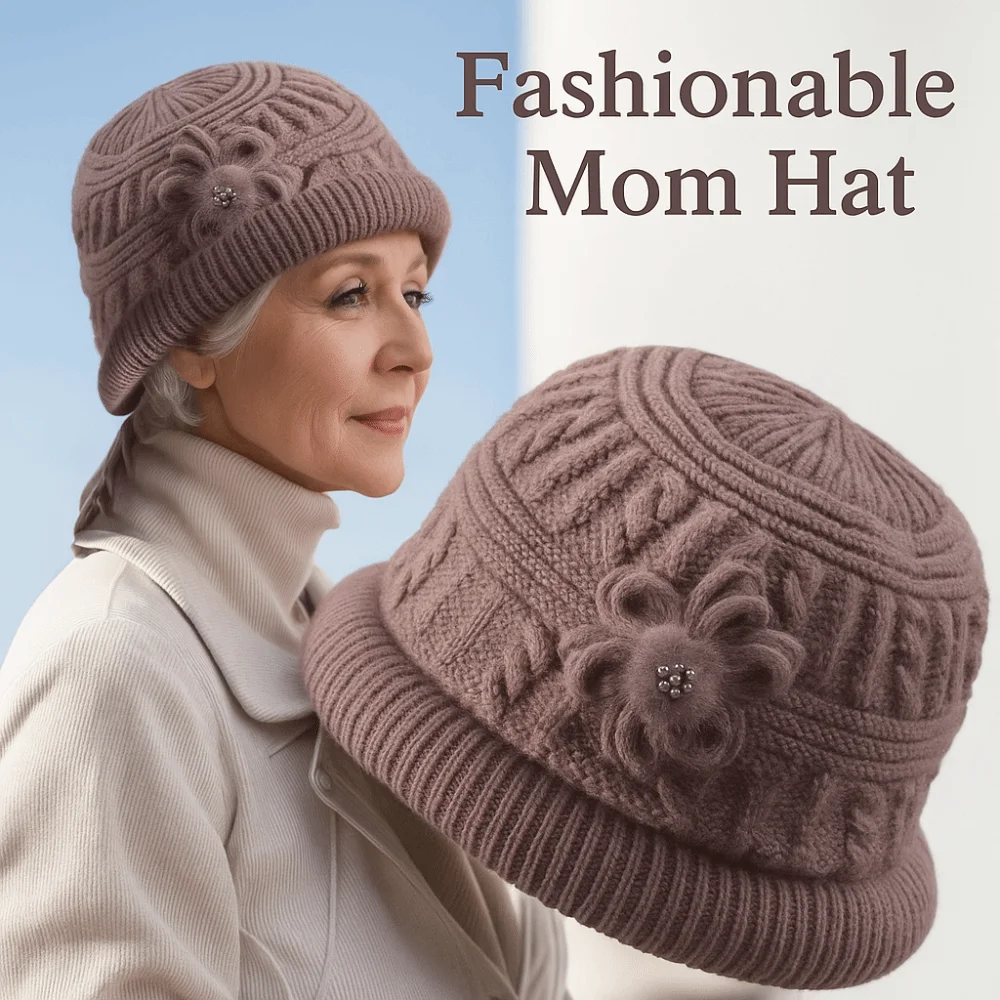 

NEW Windproof Women's Fisherman Hat Soft Knitted Middle-aged Hat Stretchy Mom Hat Keep Warm