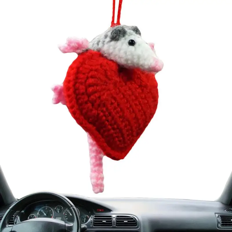 Opossum Car Accessories Cute Opossum Hangable Car Charm Crochet Car Rearview Hangable Accessories Handmade Car Interior Charm