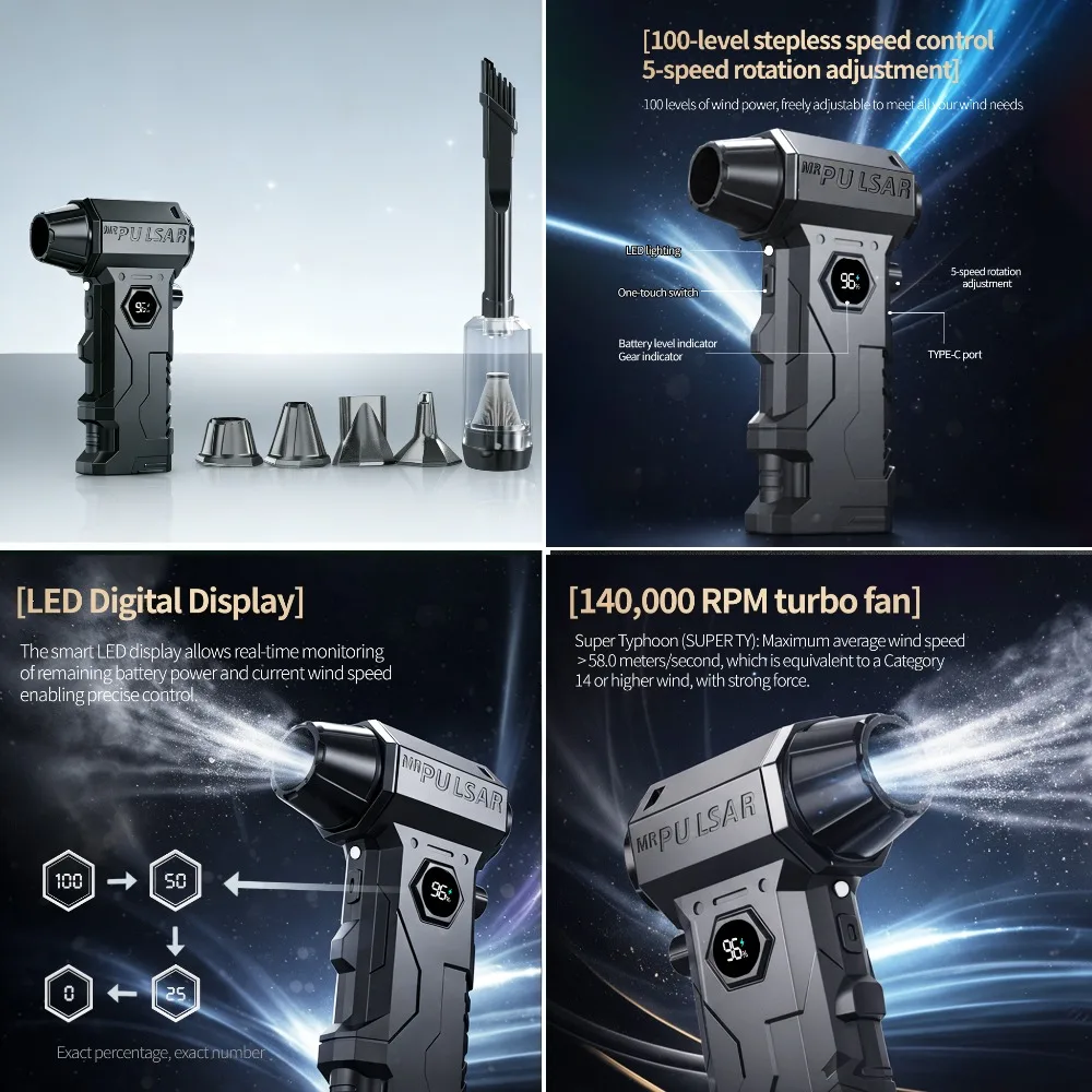 

Мощная версия вентилятора с улучшенными характеристиками, X7, с частотой вращения в минуту, скоростью ветра 70 метров в секунду, портативный бесщеточный двигатель.