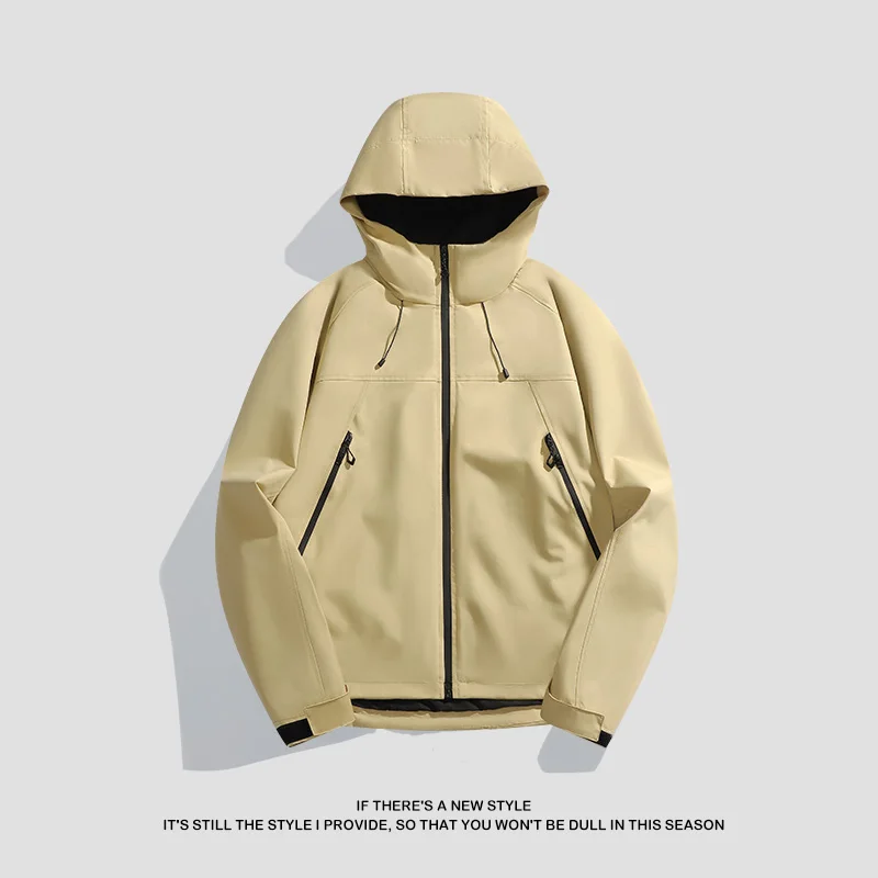

Outdoor Windproof Men Camping Jacket Stylish with Hood Trekking Coats Waterproof Zipper Male Clothes All-match Multiple Colors