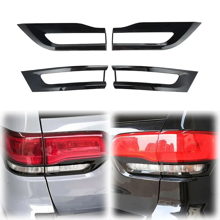 

4 PCS For Jeep Grand Cherokee 2014 2015 2016 2017 2018 2019 2020 Gloss Black Rear Fog Lamp Frame Tail Light Lamp Cover ABS Trim