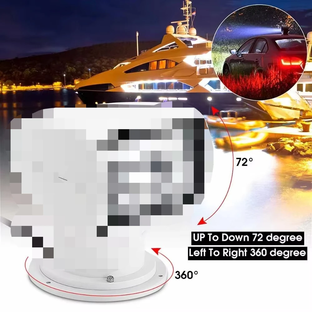 360° 100W Marine Boat Spotlight, Remote Control Waterproof LED Searchlight for Truck Off Road Car Boat Marine