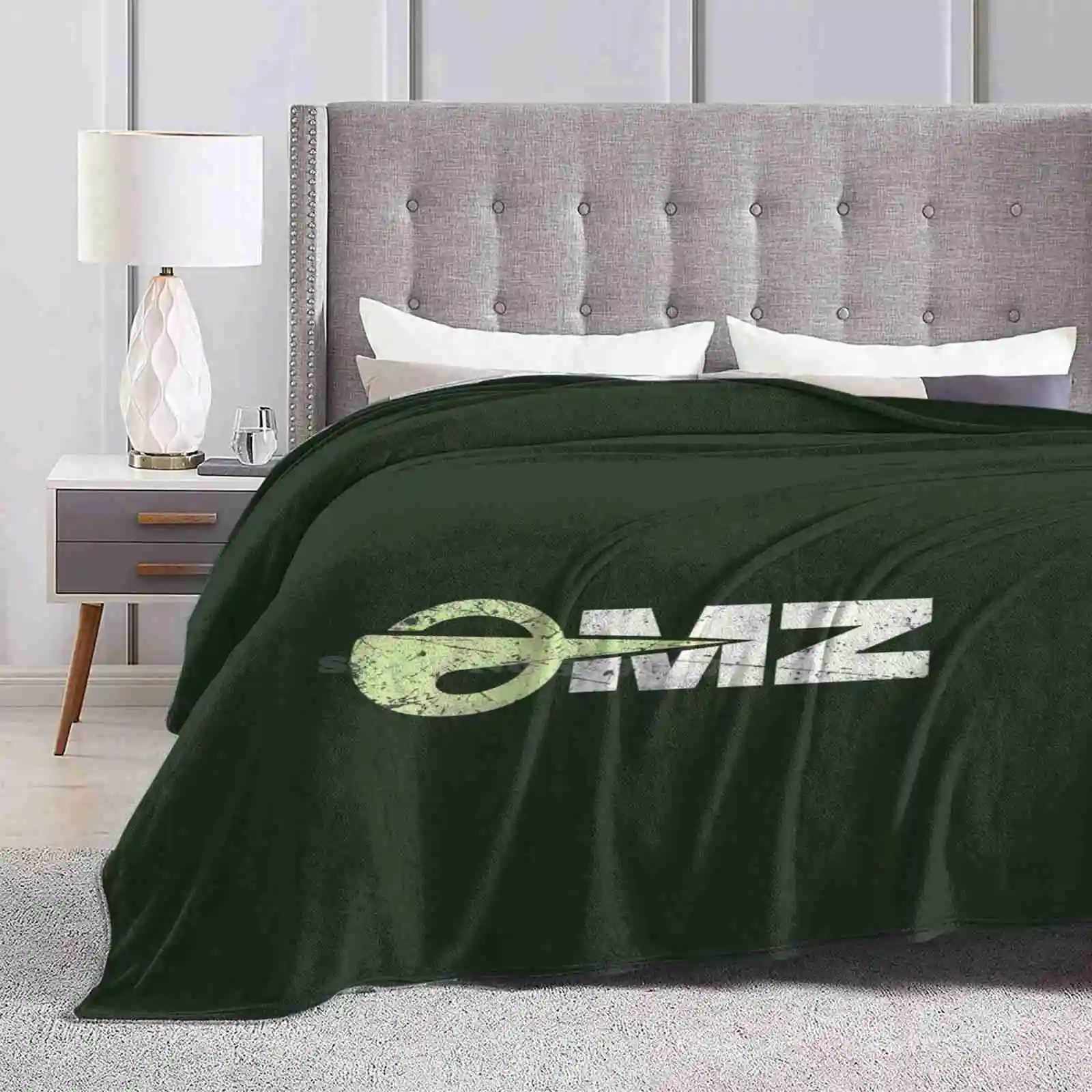 Omz Mz Vintage German Motorcycle Soft Warm Throw Blanket Omz Vintage East Motorcycle Logo Distressed Scratched Cool Germany Bike