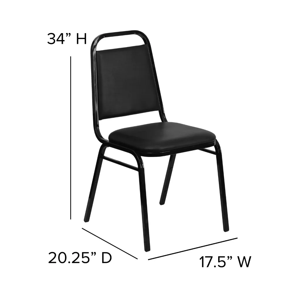 Trapezoidal Back Stacking Banquet Chair in Black Vinyl - Black Frame Chairs for Kitchen Free Shipping Modern Dining Chairs Room