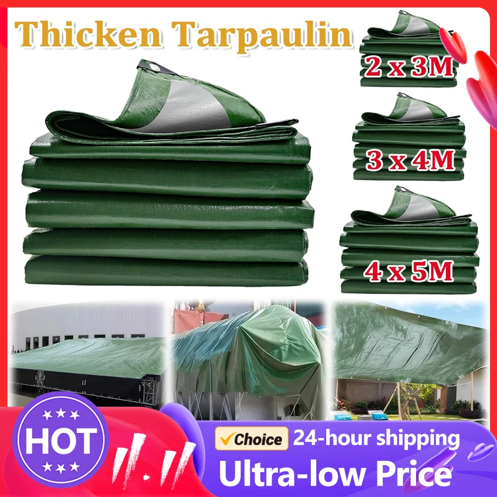 Large Tarpaulin Waterproof Heavy-Duty Rain Cloth Truck Tarp Cover Outdoor Camping Tent Canopy Pergola Sun Shade Car Shed Awning