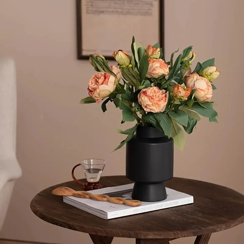 Pfingstrosen-Simulationsblumen, künstliche Blumendekorationen für Zuhause und Wohnzimmer, Esstisch-Dekoration mit getrocknetem Blumenstrauß – Detail 6
