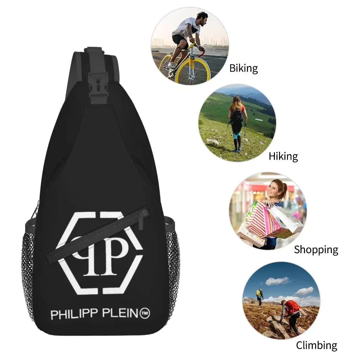 Philipps Plisowana torba na ramię Crossbody SmallChest Bag Plecak na ramię Plecak na co dzień do uprawiania turystyki pieszej Outdoor Camping Pack