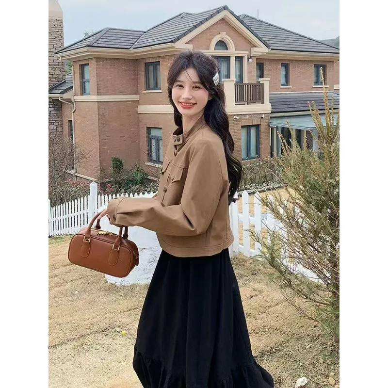 

Fashion and Comfortable Short Coat Dress Set Spring and Autumn New Temperament Thin Long Dress Two-piece Set New Chinese Style