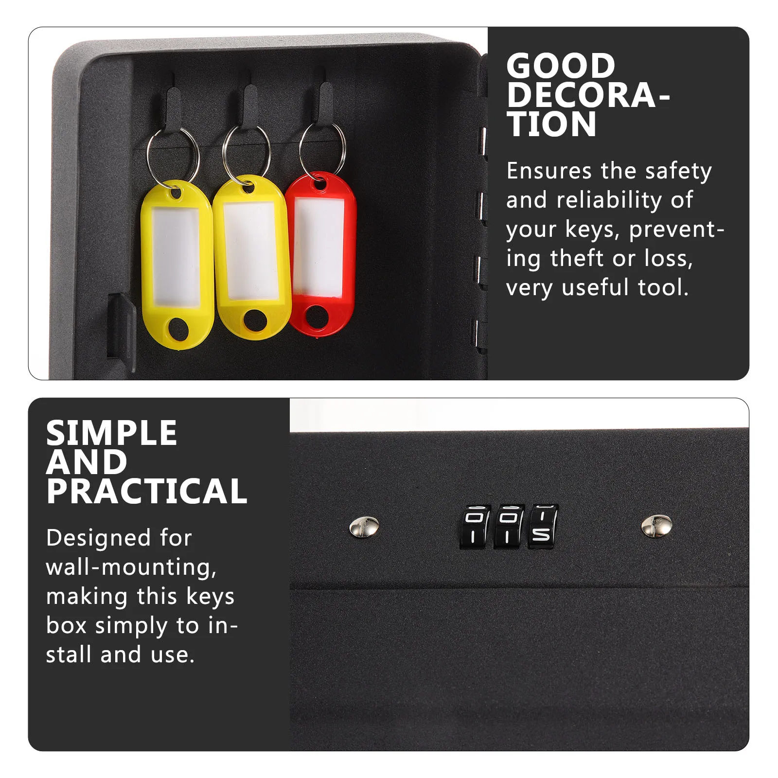 صندوق مفاتيح بكلمة مرور ذو سعة كبيرة، صندوق إدارة المفاتيح المعدني المثبت على الحائط، خزانة قفل أمان لتخزين المفاتيح المنزلية #6
