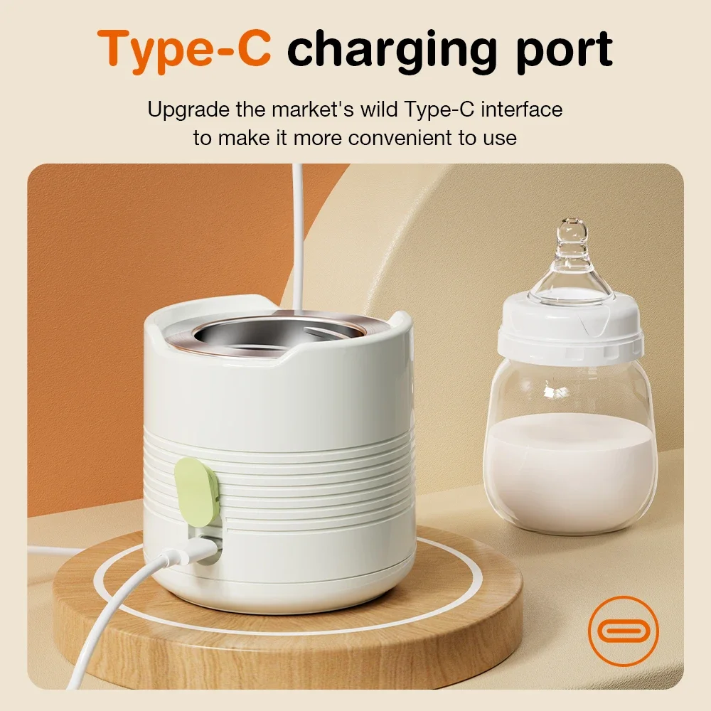 Calentador de leche portátil para bebé, calentador de biberones con pantalla LED para viajes al aire libre con prevención de quemaduras en seco, accesorio de alimentación de bebé