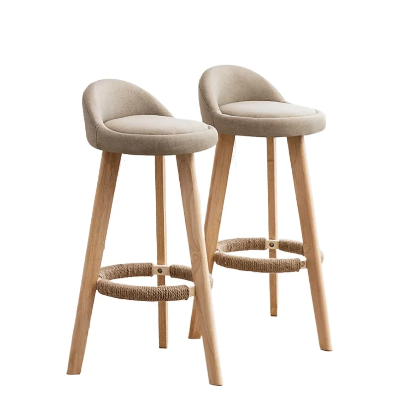 Bar Height Bar Stools Without Back Wooden Tall Stools for Linen Barstools Furniture and Kitchen Island Modern Bar Chairs Cotton