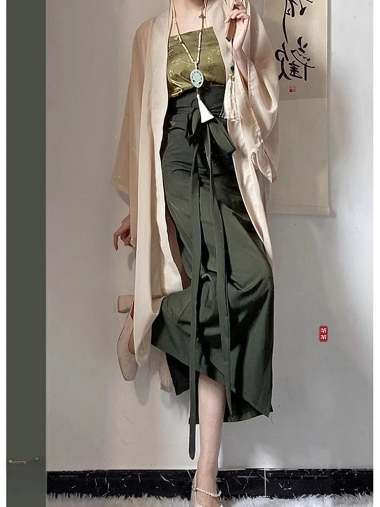

Women's Song Dynasty Style Hanfu Skirt Long Dry Temple Summer Fashion Set High Waist Straight Tube Cut Casual Wear