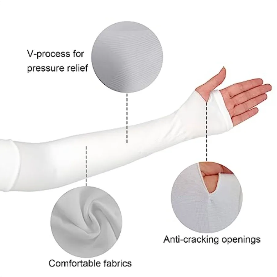 3 Pairs Comfy Arm Sleeves with Thumb Hole Protection Cooling Arm Sleeves 3 Colors Comprion Long Women Men Summer Sun Arm Cover