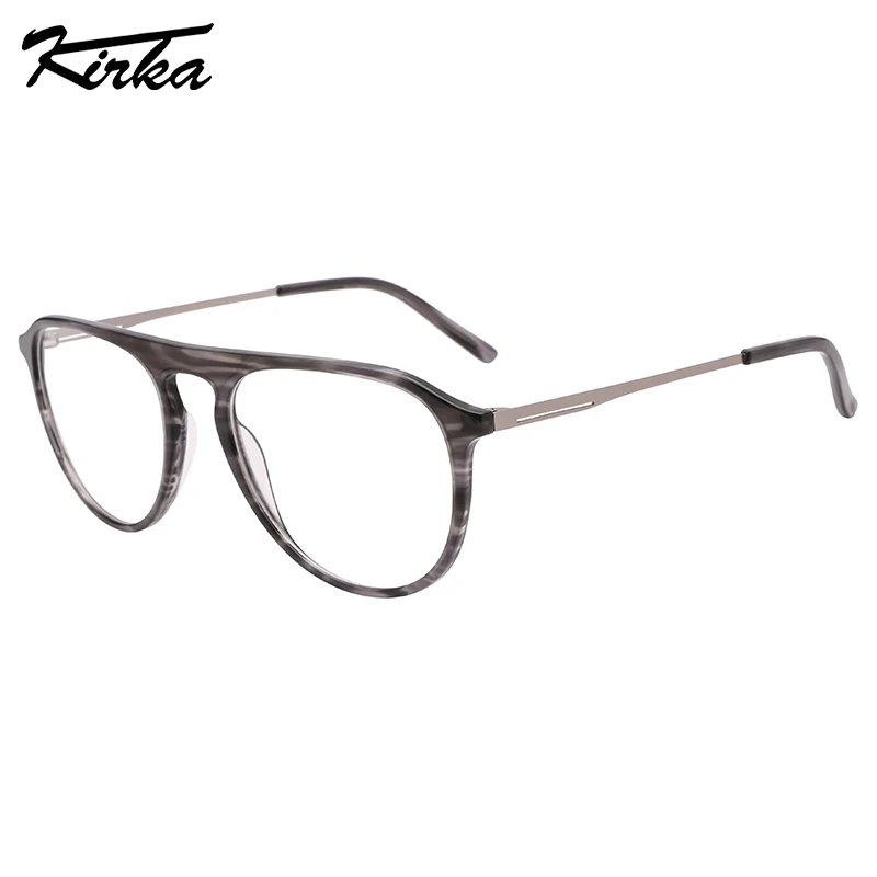 

Kirka Unisex Acetate Oversized Stripes Pattern Frames Prescription Reading Glasses Thin Metal Temples Eyeglasses WD3161