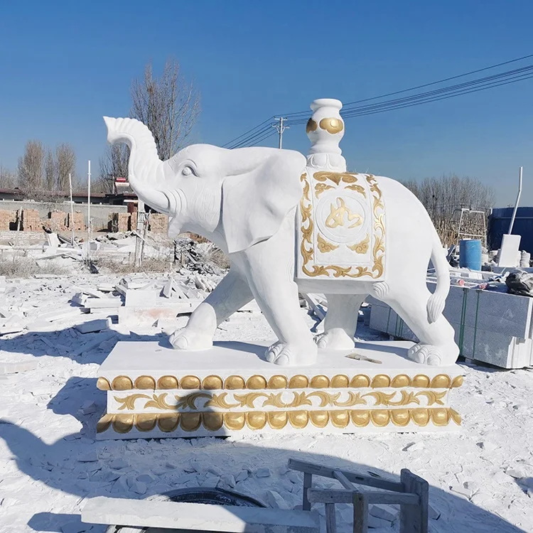 Factory sale price cheap marble sculpture big elephant statue garden decor Deposit Only
