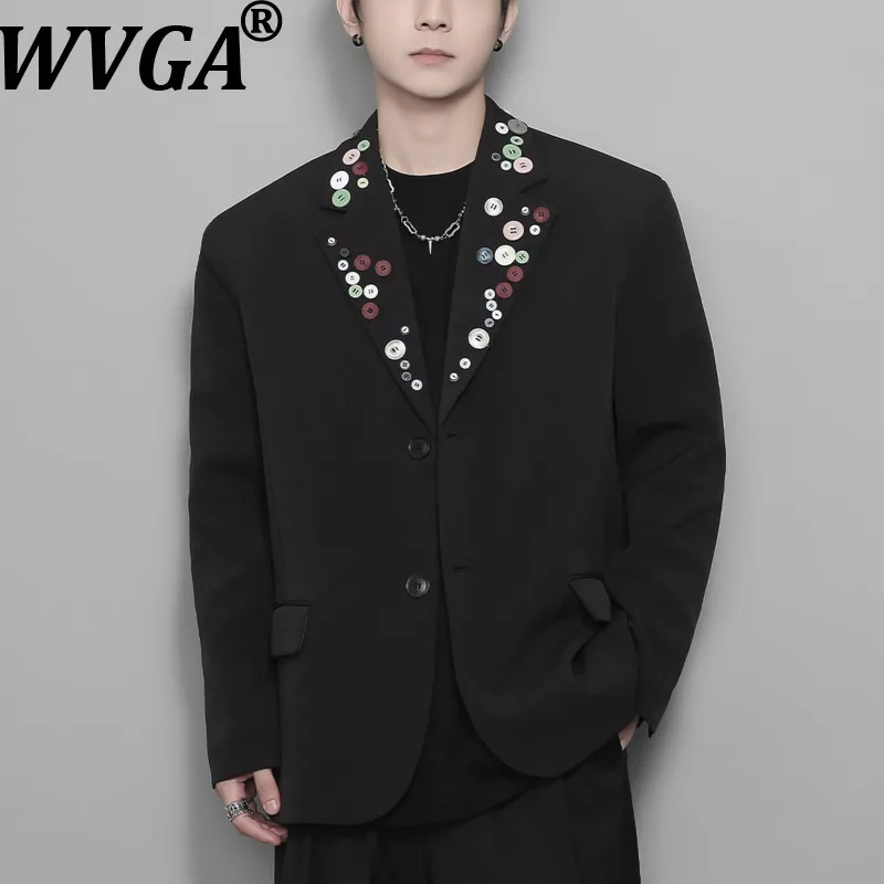

WVGA Autumn Winter New Man Tide Irregular Button Trendy Design Blazer Niche Chic Casual Turn-Down Collar Suit Jackets Ins W13547