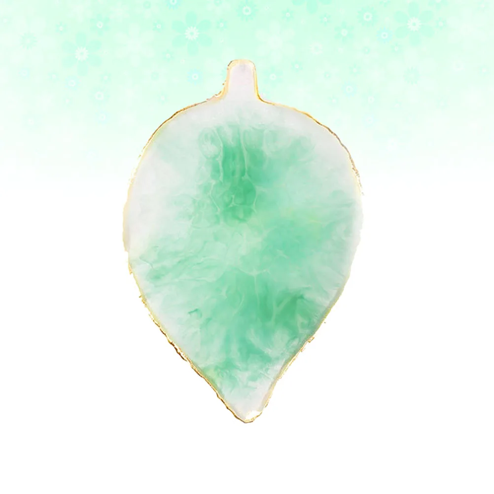 

1pc Resin Manicure Palette White Leaf Shaped Nail Art Color Mixing Tray Smooth Agate Plate For Pigments