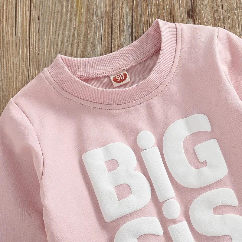 Lioraitiin 0-5Y Autumn Baby Girls Sister Lovely Clothes Sets Letter Printed Long Sleeve Pullover Sweatshirt+Pants