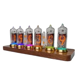 IN14 Nixie Tube Clocks Bluetooth Control Digital Table Clock Living Room Small Decorative Objects Wooden Nixie Desk Clocks