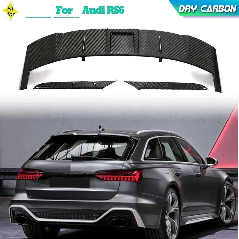 

Dry Carbon Car Rear Roof Spoiler Wings For Audi RS6 Avant Wagon 4-Door 2019-2021 Rear Window Roof Wing Spoiler Car Accessories