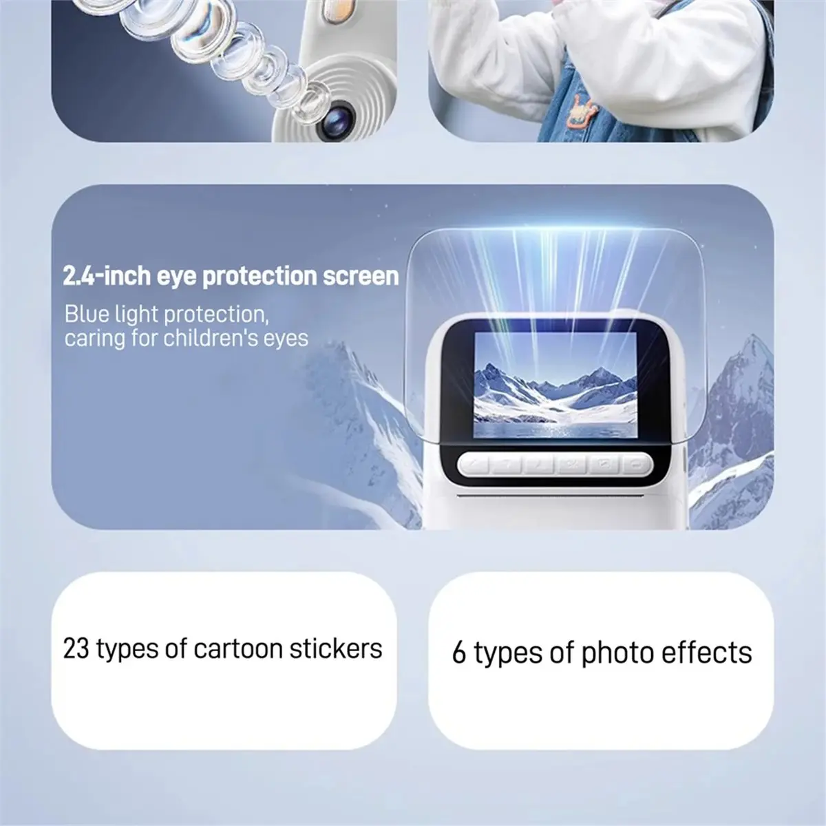 M05K Kids Color Instant Camera 5 Color Printing Camera 1080P Thermal Print Toy Camera Print Photo Video Games Kids Gift Pink