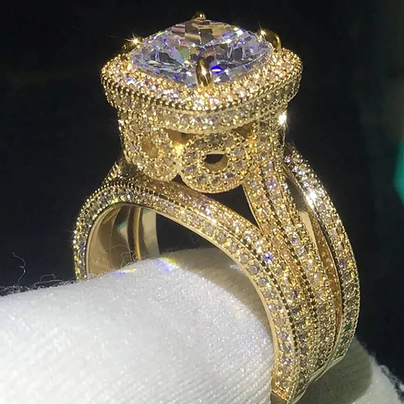 Huitan Luxus Frauen 3 Teile/satz Ring Wunderschöne Accessoires Intarsien Brillante CZ Mode Chic Hochzeit Party Elegante Weibliche Schmuck
