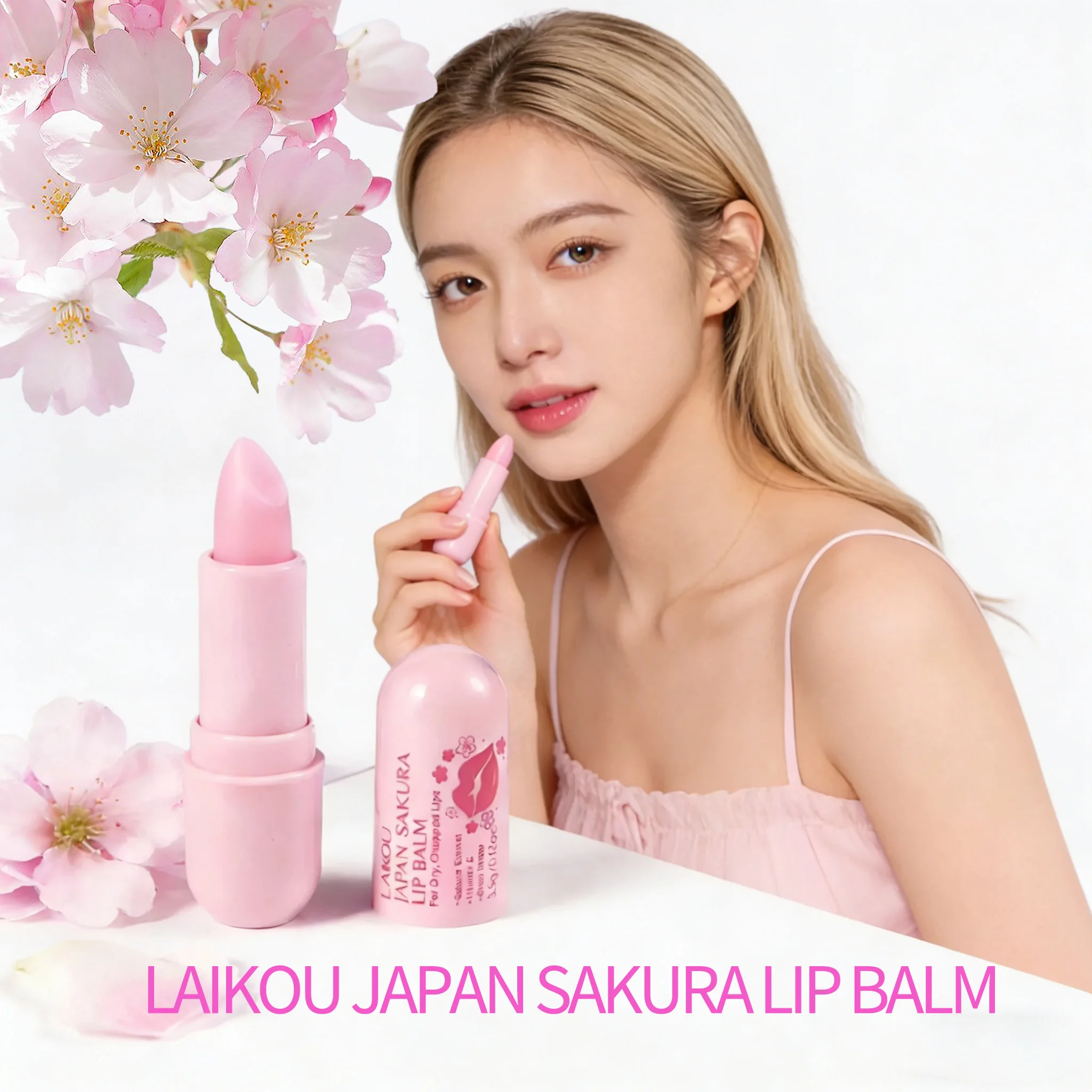 LAIKOU Sakura Lip Balm, Nourishing Hydrating Lip Care, Long-Lasting Moisturizer, Prevent Dry Cracked Lips, Daily Lip Repair