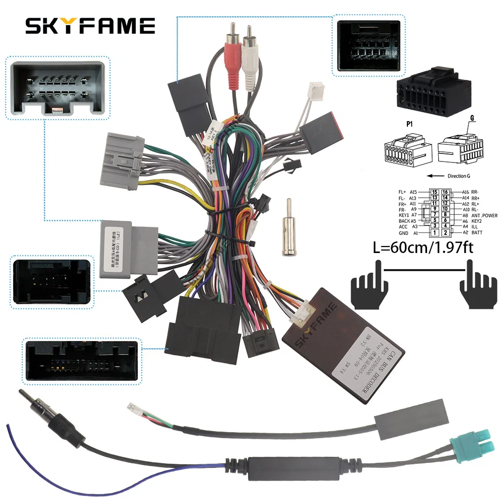 SKYFAME سيارة 16pin الأسلاك تسخير محول Canbus صندوق فك أندرويد راديو كابل الطاقة لاند روفر ديسكفري رينج روفر سبورت